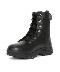 Hot Leathers BTM1012 Men's Black Leather Swat Style Lace Up Boots With Zippers