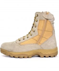 Hot Leathers BTM1013 Men's Tan Leather Swat Style Lace Up Boots With Zippers