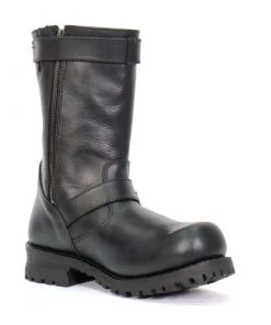 Riding Gear Hot Leathers BTM1018 Men’s Black Tall Harness Flag Skull Boot With Round Toe