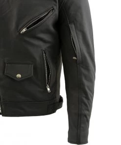 Leather Motorcycle Jackets Xelement BXU10580 Men's'Reaper' Matte Black Leather Moto Jacket