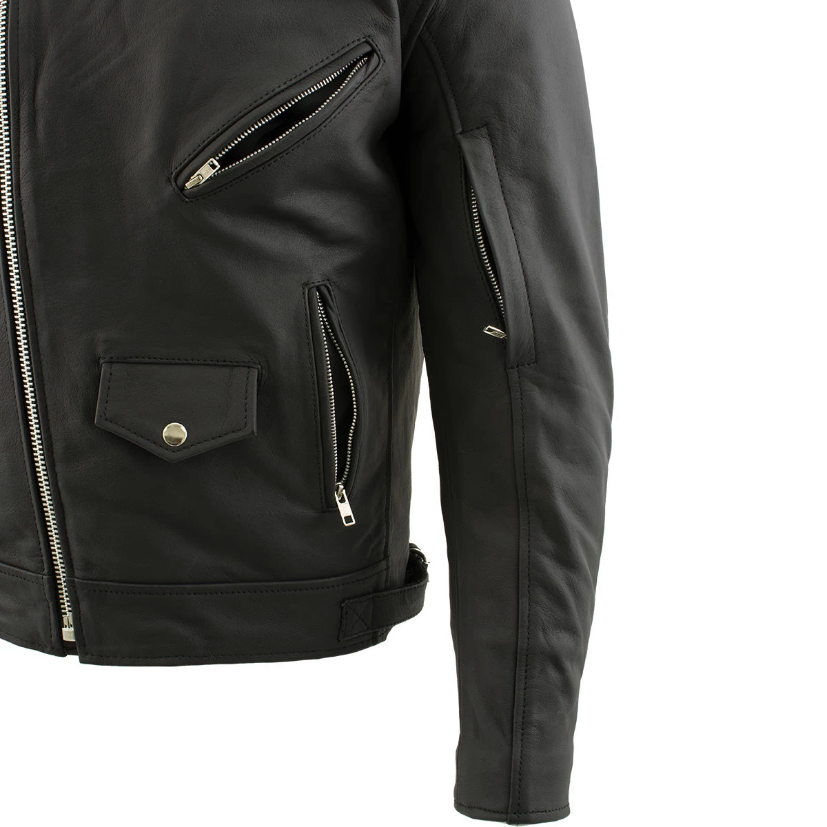 Leather Motorcycle Jackets Xelement BXU10580 Men's 'Reaper' Matte Black Leather Moto Jacket