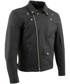 Leather Motorcycle Jackets Xelement BXU10580 Men's'Reaper' Matte Black Leather Moto Jacket