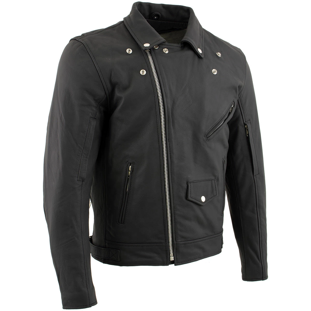 Leather Motorcycle Jackets Xelement BXU10580 Men's 'Reaper' Matte Black Leather Moto Jacket