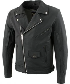 Leather Motorcycle Jackets Xelement BXU10580 Men's'Reaper' Matte Black Leather Moto Jacket