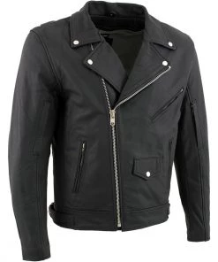 Leather Motorcycle Jackets Xelement BXU10580 Men's'Reaper' Matte Black Leather Moto Jacket