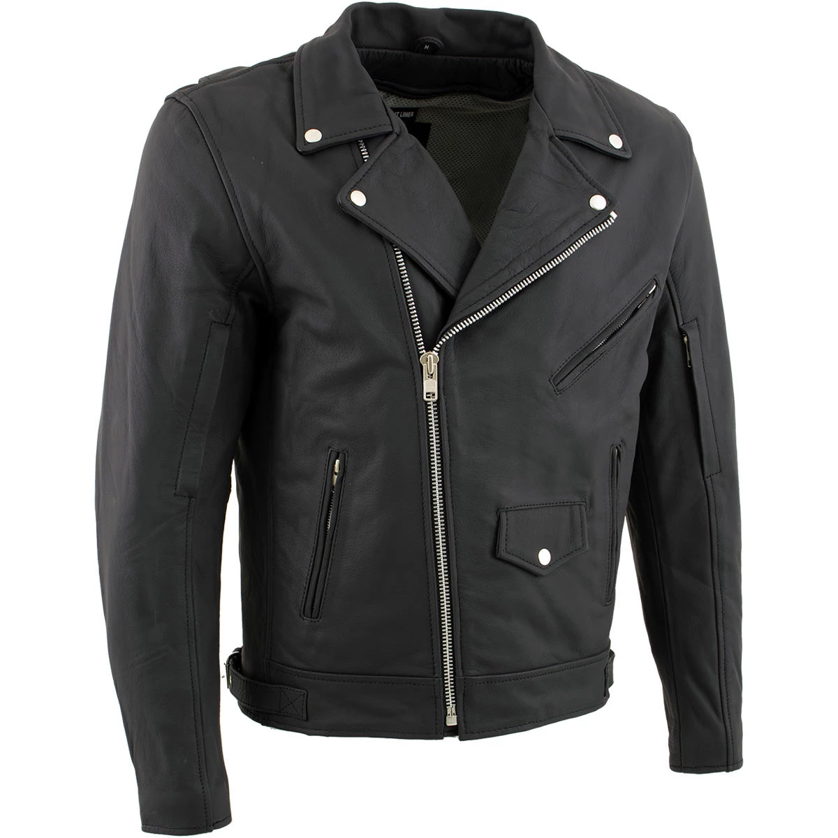 Leather Motorcycle Jackets Xelement BXU10580 Men's 'Reaper' Matte Black Leather Moto Jacket