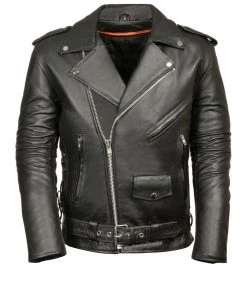 The Bikers Zone Men’s Premium Buffalo Leather Motorcycle Jacket With And Adjustable Side Laces BZ1511