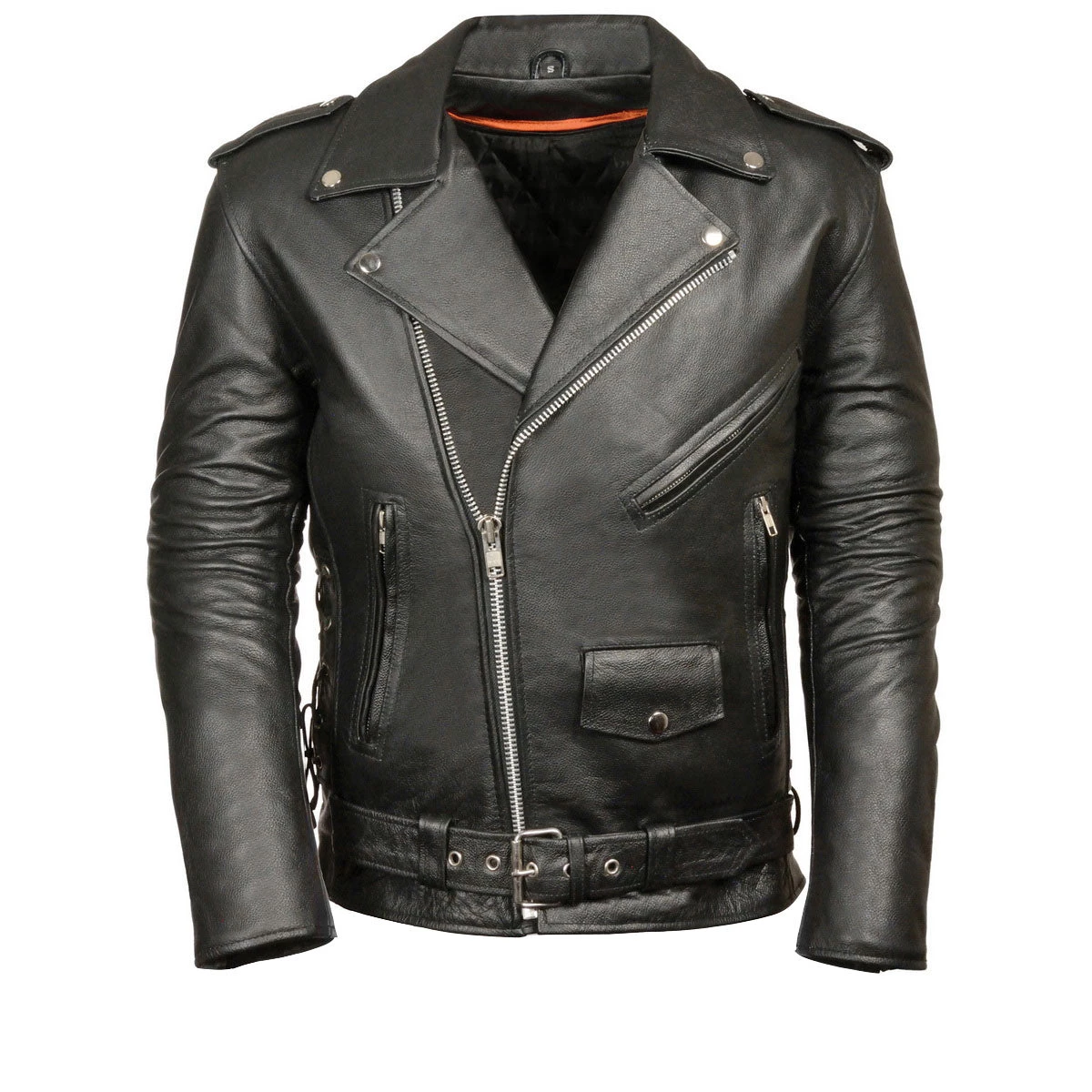 The Bikers Zone Men’s Premium Buffalo Leather Motorcycle Jacket With And Adjustable Side Laces BZ1511
