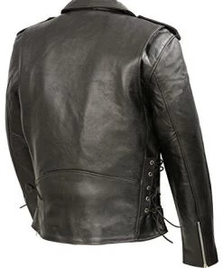 The Bikers Zone Men’s Premium Buffalo Leather Motorcycle Jacket With And Adjustable Side Laces BZ1511