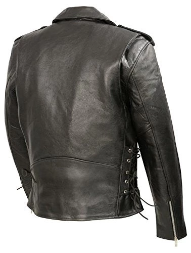 The Bikers Zone Men’s Premium Buffalo Leather Motorcycle Jacket With And Adjustable Side Laces BZ1511