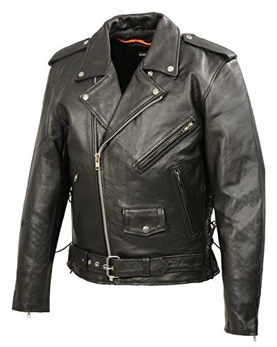 The Bikers Zone Men’s Premium Buffalo Leather Motorcycle Jacket With And Adjustable Side Laces BZ1511
