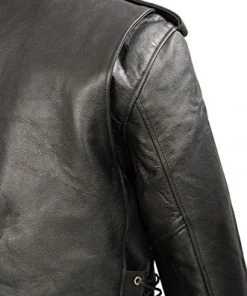 The Bikers Zone Men’s Premium Buffalo Leather Motorcycle Jacket With And Adjustable Side Laces BZ1511