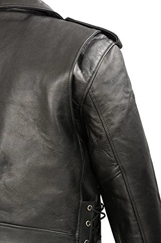 The Bikers Zone Men’s Premium Buffalo Leather Motorcycle Jacket With And Adjustable Side Laces BZ1511