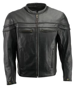 The Bikers Zone Men’s Premium Leather Crossover Vented Scooter Jacket With Removable CE Approved Armor BZ2525
