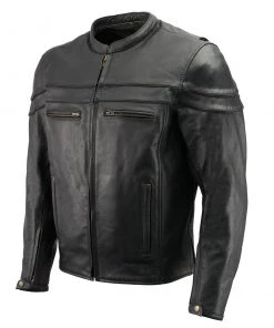 The Bikers Zone Men’s Premium Leather Crossover Vented Scooter Jacket With Removable CE Approved Armor BZ2525