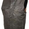 The Bikers Zone Men’s SOA Black Premium Buffalo Leather Club Style Vest With Patch Access BZ6010
