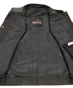 The Bikers Zone SOA Men’s Black Leather Club Style Motorcycle Vest BZ6210