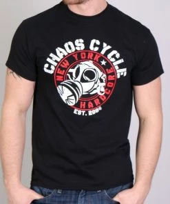 Hot Leathers Official Chaos CCM1001 Men’s Cycle Gas Mask Logo Black T-Shirt Riding Gear
