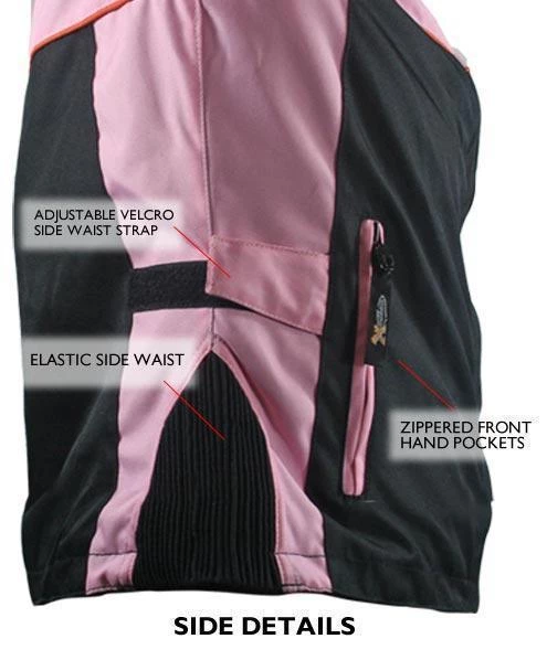 Xelement CF462 Ladies 'Pinky' Black And Pink Tri-Tex Motorcycle Jacket With X-Armor Protection