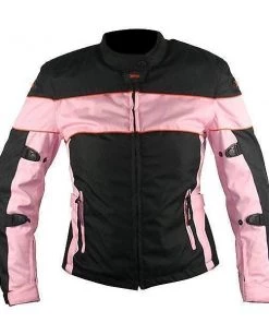 Xelement CF462 Ladies 'Pinky' Black And Pink Tri-Tex Motorcycle Jacket With X-Armor Protection