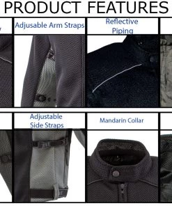 Motorcycle Jackets Xelement CF505 Men's'Phantom Rider' Black Advanced Mesh Sports Jacket With X-Armor Protection