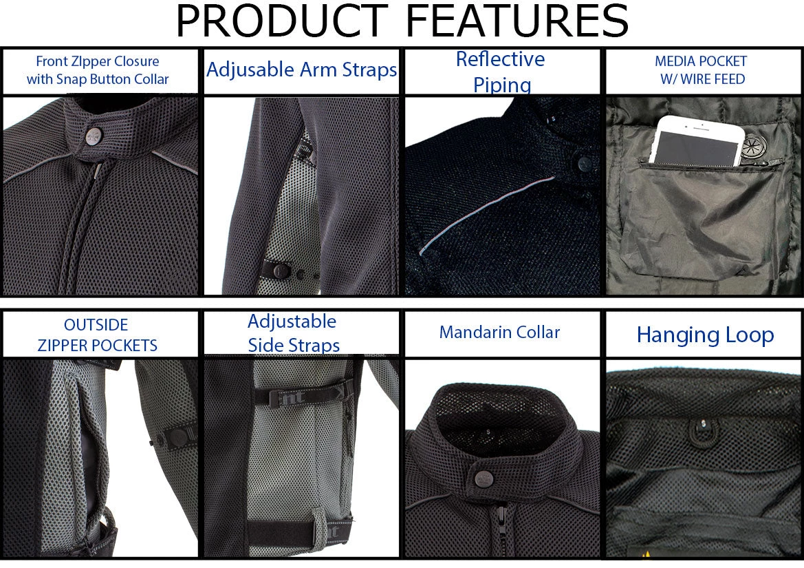 Motorcycle Jackets Xelement CF505 Men's 'Phantom Rider' Black Advanced Mesh Sports Jacket With X-Armor Protection