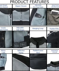 Motorcycle Jackets Xelement CF511 Men's'Guardian' Black And Silver Mesh Sports Jacket With X-Armor Protection