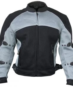 Motorcycle Jackets Xelement CF511 Men's 'Guardian' Black And Silver Mesh Sports Jacket With X-Armor Protection