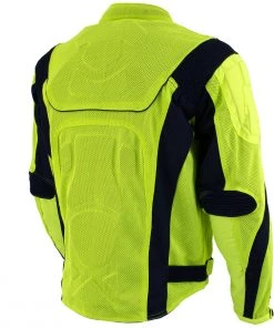 Motorcycle Jackets Xelement CF-6019-66 Men's'Invasion' Neon Green Textile Armored Motorcycle Jacket