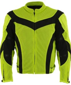 Motorcycle Jackets Xelement CF-6019-66 Men's'Invasion' Neon Green Textile Armored Motorcycle Jacket