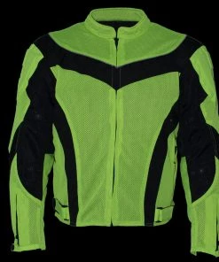 Motorcycle Jackets Xelement CF-6019-66 Men's'Invasion' Neon Green Textile Armored Motorcycle Jacket