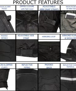 Xelement CF751 Men's'Roll Out' Black Tri-Tex Motorcycle Jacket With X-Armor Protection