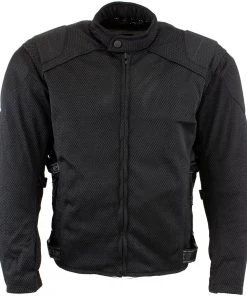 Xelement CF2157 Men's'Caliber' Black Mesh Motorcycle Jacket With X-Armor Protection Motorcycle Jackets