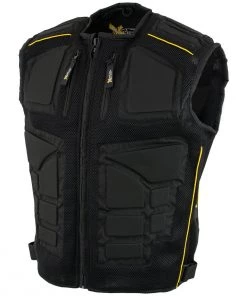 Motorcycle Vests Xelement CF244 Men's'Delta' Black Padded Tri-Tex Fabric And Mesh Vest