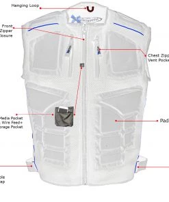 Motorcycle Vests Xelement CF244 Men's 'Delta' Black Padded Tri-Tex Fabric And Mesh Vest