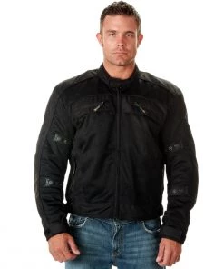 Xelement CF380 Men's'Devious' Black Mesh Jacket With CE X-Armor Protection