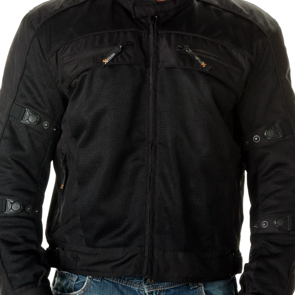 Xelement CF380 Men's 'Devious' Black Mesh Jacket With CE X-Armor Protection