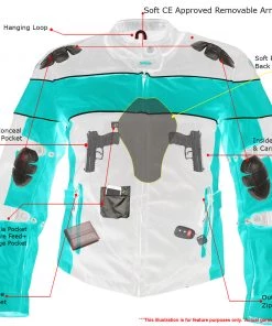 Xelement CF462 Ladies 'Pinky' Black And Pink Tri-Tex Motorcycle Jacket With X-Armor Protection