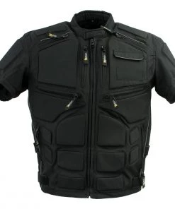 Motorcycle Jackets Xelement CF5050 Men's'Morph' Black And Grey Tri-Tex Armored Jacket With Removable Sleeves