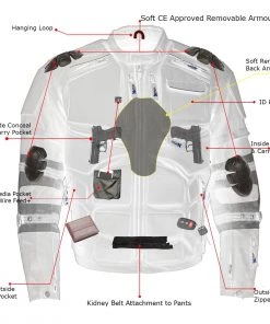 Motorcycle Jackets Xelement CF5050 Men's 'Morph' Black And Grey Tri-Tex Armored Jacket With Removable Sleeves