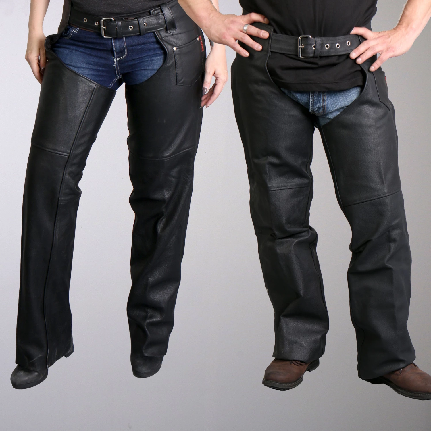 Hot Leathers CHM1001 Best Selling Black Fully Lined Unisex Leather Chaps Motorcycle Pants & Chaps