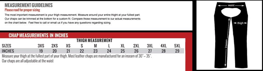 Hot Leathers CHM1001 Best Selling Black Fully Lined Unisex Leather Chaps Motorcycle Pants & Chaps