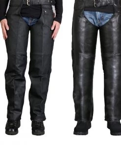 Hot Leathers CHM1003 Black Heavyweight Braided Uni-Sex Leather Chaps Motorcycle Pants & Chaps