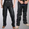 Hot Leathers CHM1005 Best Quality Fully Lined Unisex Black Leather Chaps Motorcycle Pants & Chaps