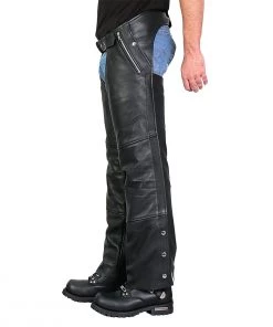 Motorcycle Pants & Chaps Hot Leathers CHM1010 Men’s Black 4 Pocket Leather Chaps With Lining