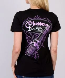 Hot Leathers Official Billy Lane's Choppers Inc CIL1008 Spark Plug Ladies Black T-Shirt