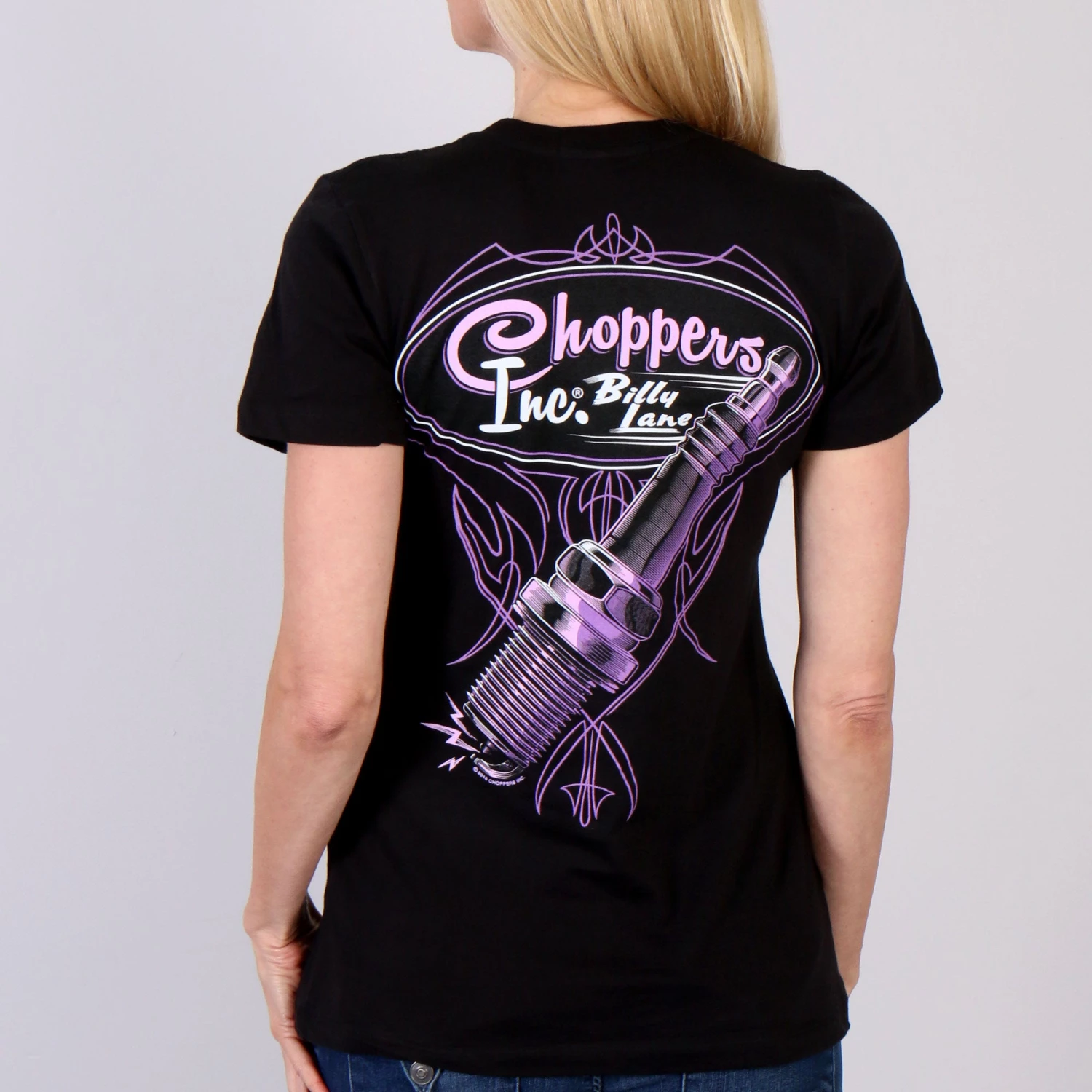 Hot Leathers Official Billy Lane's Choppers Inc CIL1008 Spark Plug Ladies Black T-Shirt