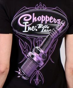 Hot Leathers Official Billy Lane's Choppers Inc CIL1008 Spark Plug Ladies Black T-Shirt