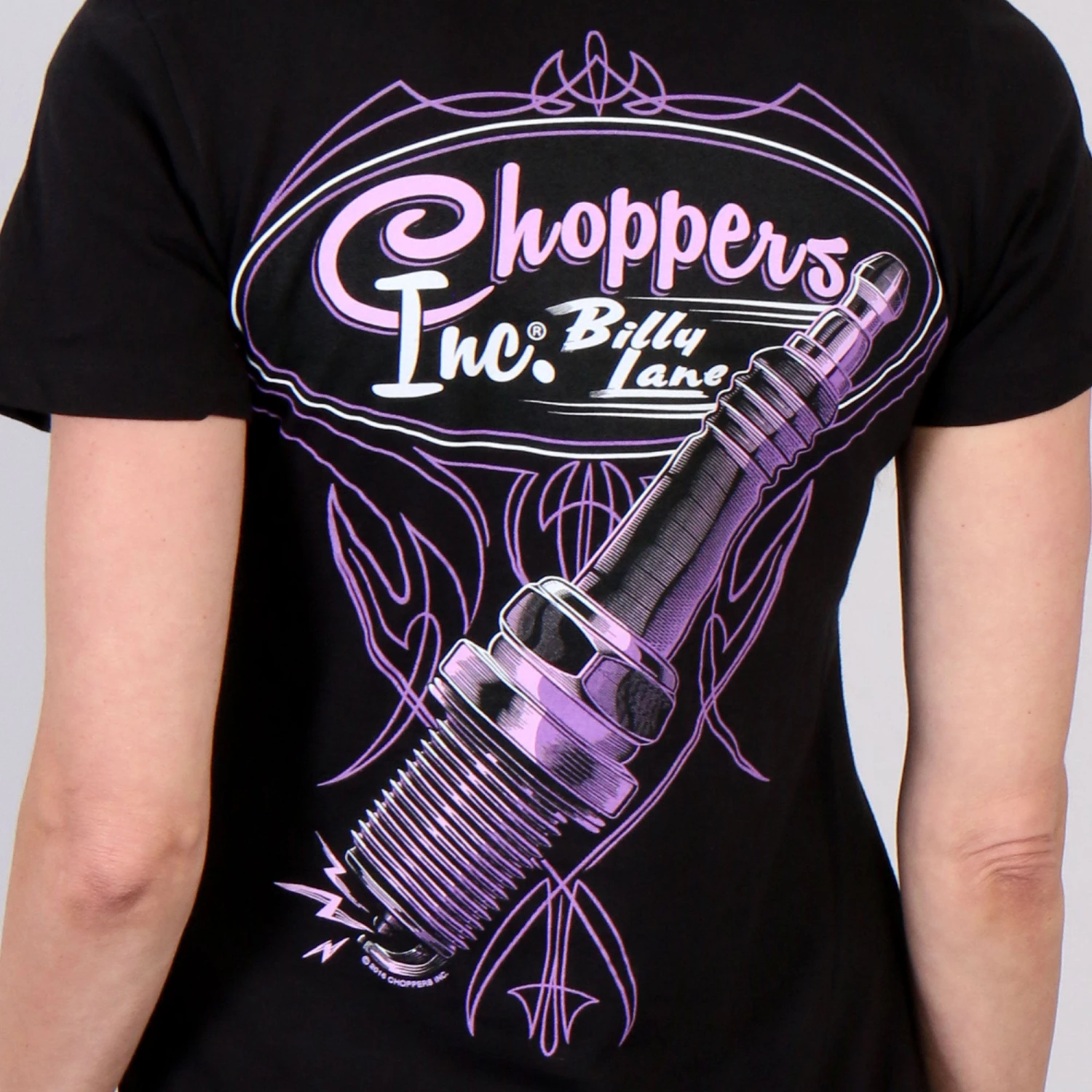 Hot Leathers Official Billy Lane's Choppers Inc CIL1008 Spark Plug Ladies Black T-Shirt