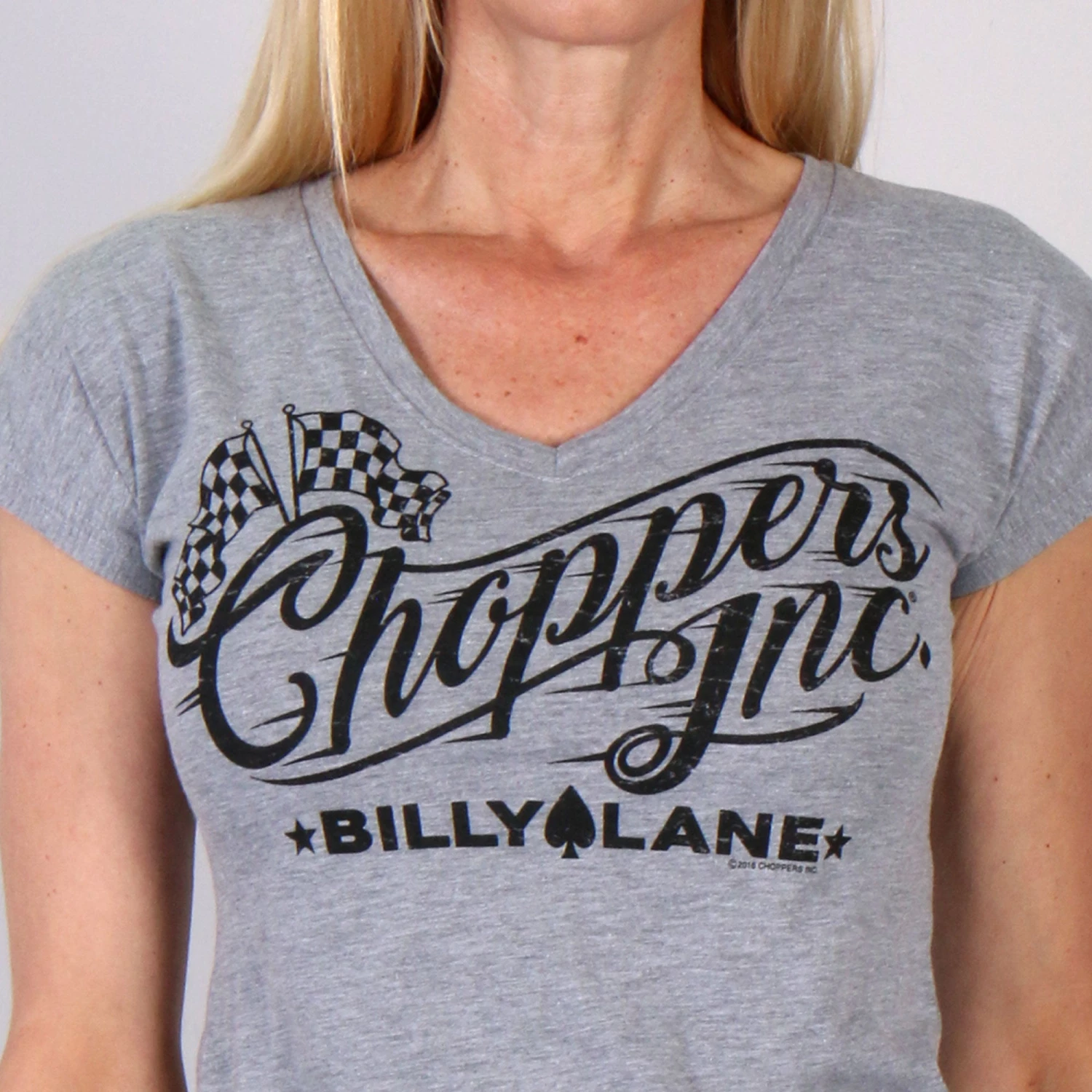 Hot Leathers Official Billy Lane's Choppers Inc CIL1012 Vintage Racing Ladies Heather T-Shirt Riding Gear